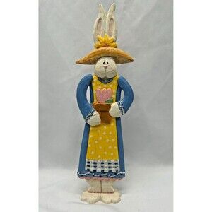 VTG Russ Berrie 10.5" Spring Easter Bunny Resin Rabbit Figure~Country~Farm~Folk